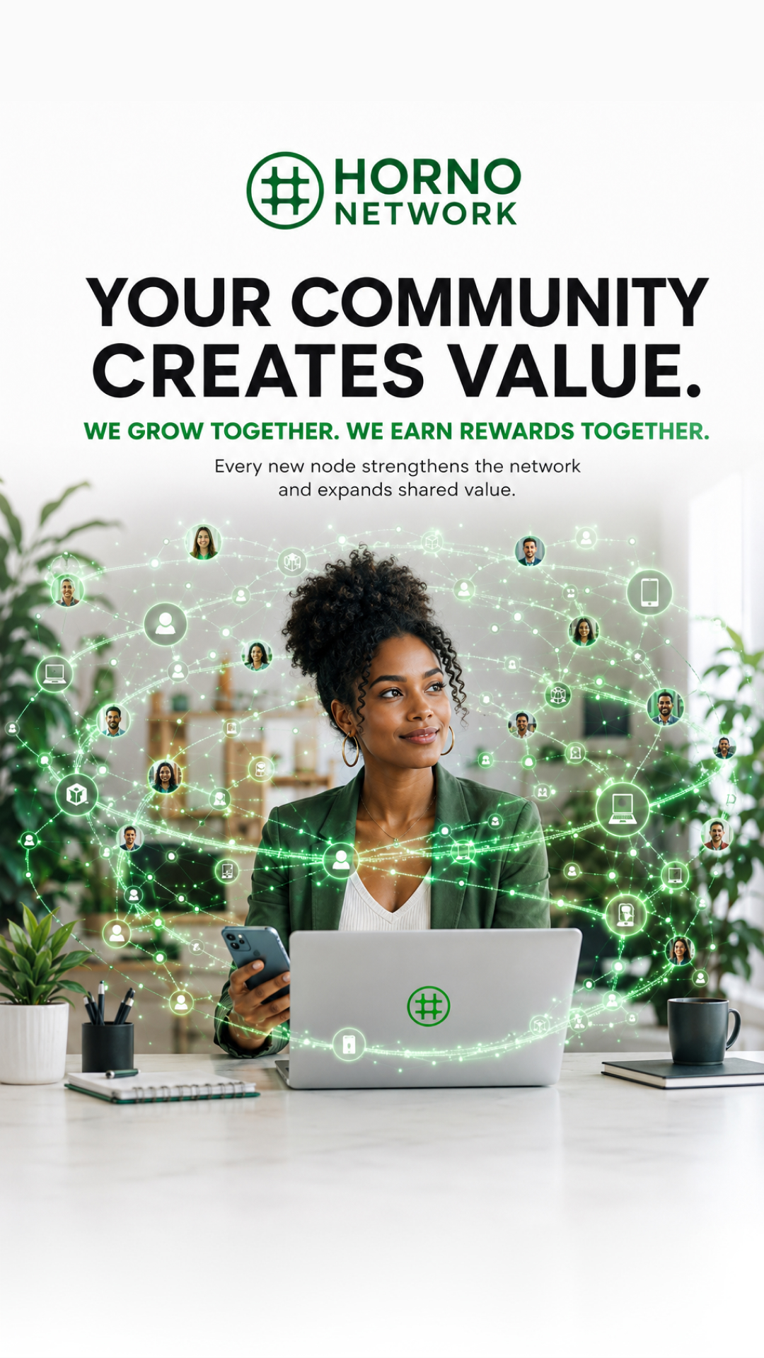 Your community creates value — HORNO Network grows together